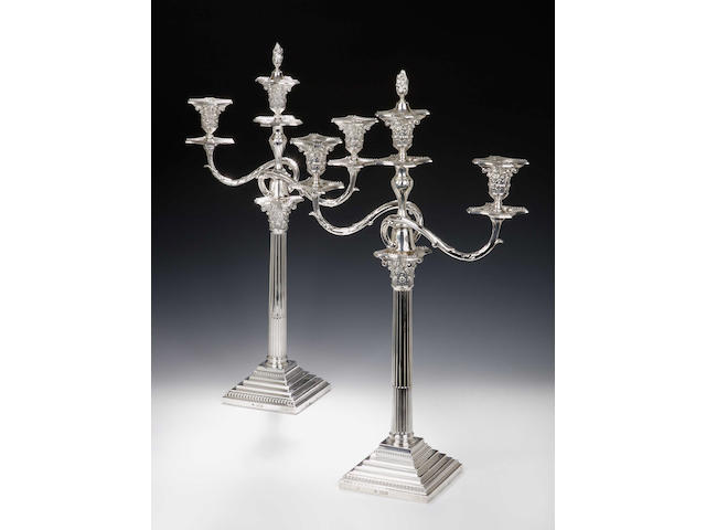 A good pair of silver three light candelabra, by William Hutton & Sons, London 1898,