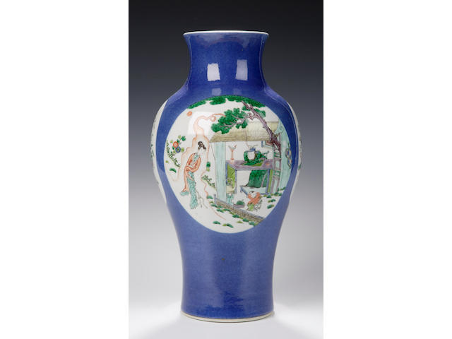 A famille verte vase, Chinese, six character Xuande mark but 18th century,