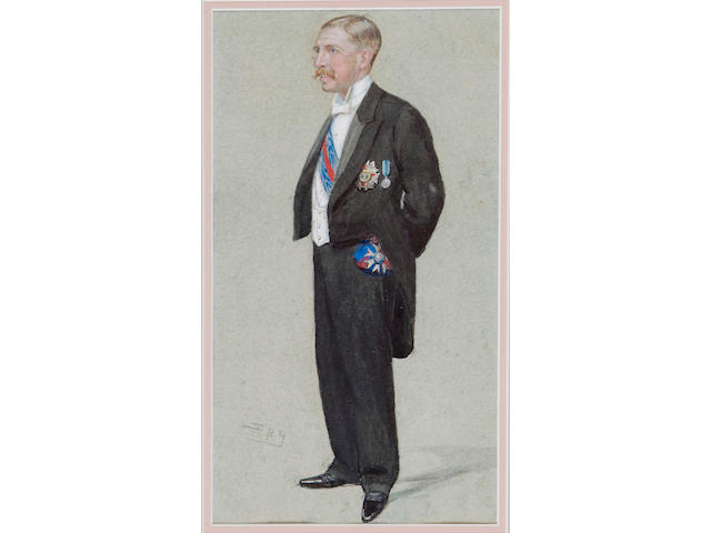 Spy (Leslie Matthew Ward) (1851-1922), Full length portrait of Sir Walter Francis Hely-Hutchinson, Governor of Natal, South Africa, wearing the regalia of the Most Distinguished Order of St Michael and St George, 31 x 17cm.