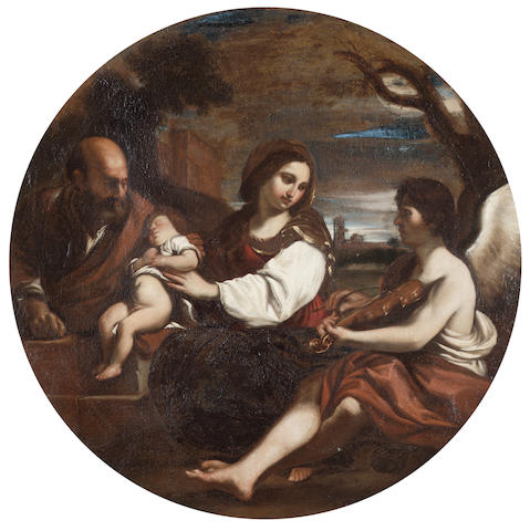 Circle of Giovanni Francesco Barbieri, called il Guercino (Cento 1591-1666) The Rest on the Flight into Egypt 71.2 cm. (28 in.) diam.