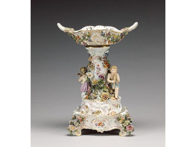 A Meissen figural centrepiece and stand, circa 1900,