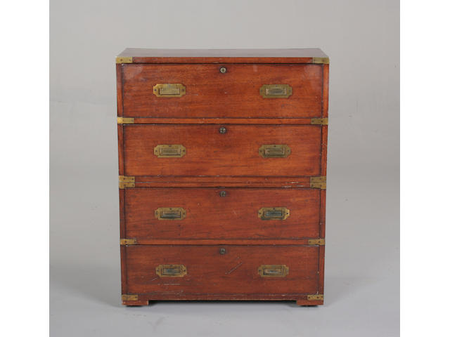 A 19th century mahogany campaign chest
