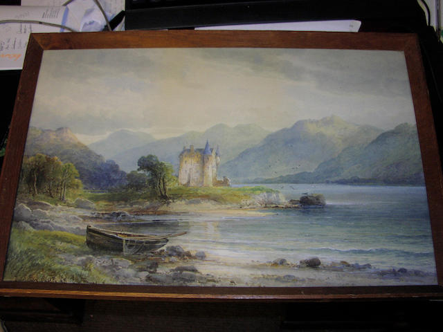 Emil Axel Krausse 1871-1945), "Loch an Eilan" and companion of "Dundelane Castle", 33 cm x 51 cm