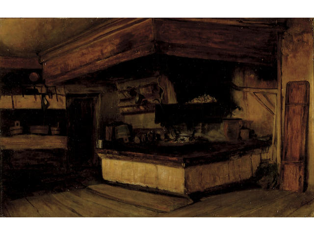 Nicholaos Gyzis (1842&#8211;1901) A pair of Bavarian house interiors 38 x 58 cm. (15 x 22 3/4 in.) (each)