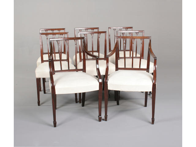 A set of seven George III mahogany chairs