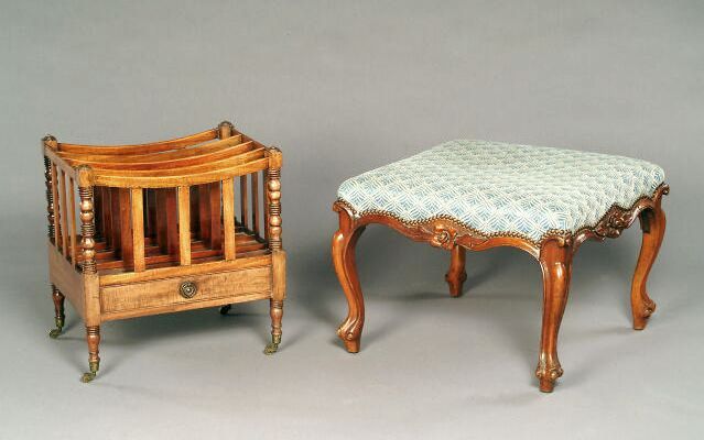 A Victorian walnut square stool,