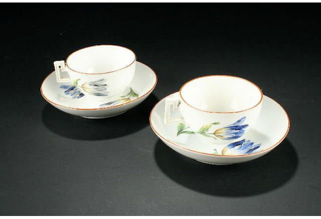 Eight Meissen teacups and saucers circa 1810