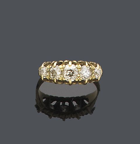 A diamond five stone ring