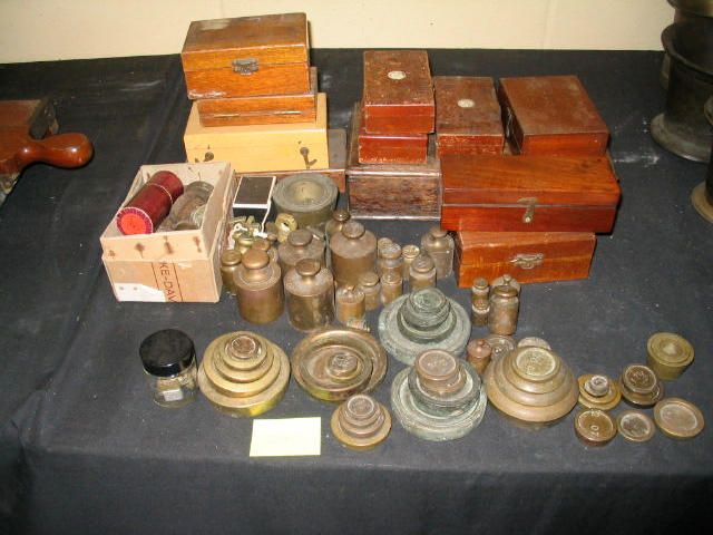 Eleven cased sets of weights, and others