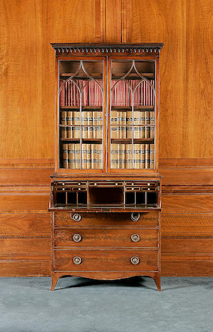 A late George III mahogany secretaire bookcase