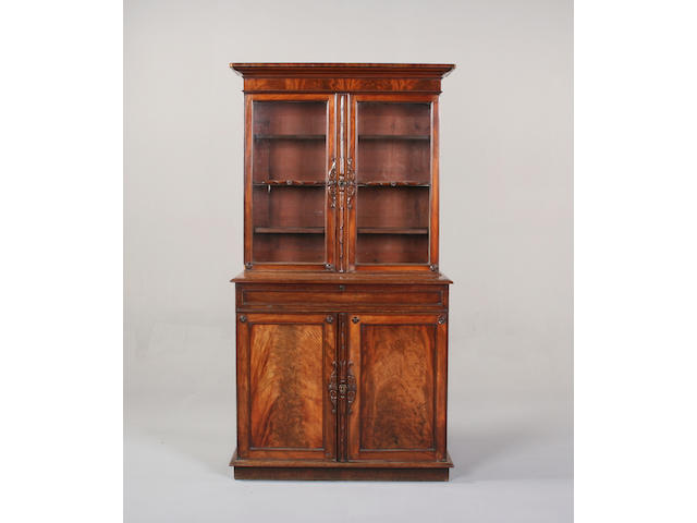 A William IV mahogany secretaire bookcase