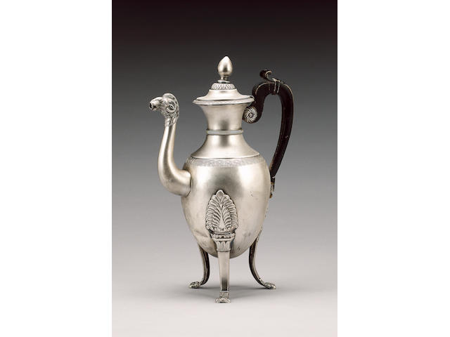 A late 18th / early 19th century Italian silver coffee pot, maker's mark / assay master of SP, Naples,