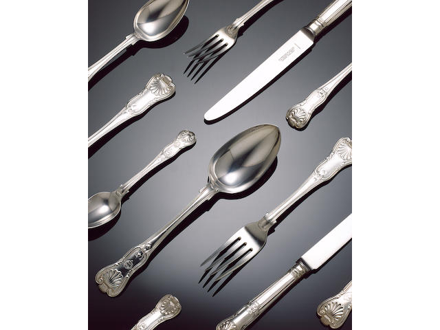 A George IV silver Hour Glass pattern table service of flatware,