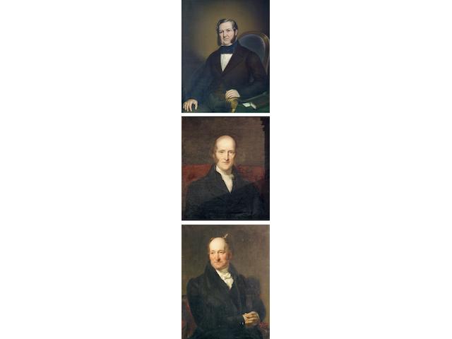 Three 19thc portraits of gentlemen, in gilt frames