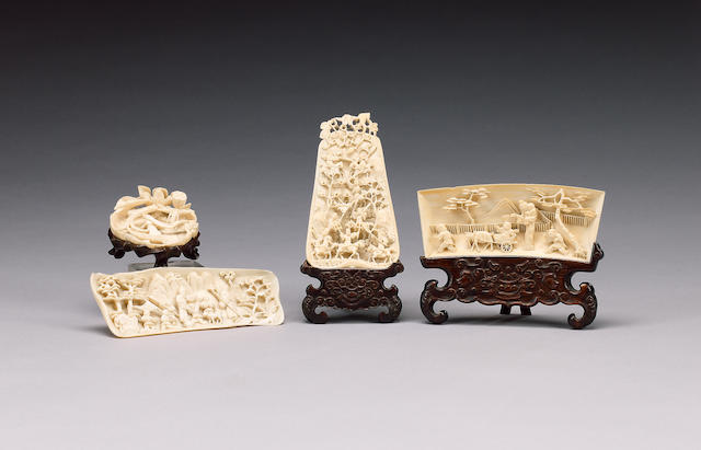 Four ivory ornaments: