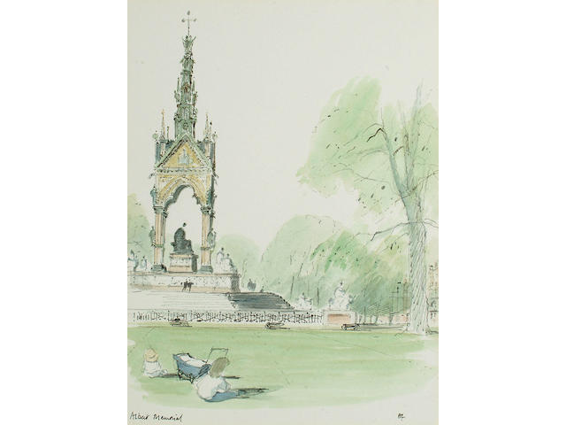 Hugh Casson PRA (British, 1910-1999) 'Albert Memorial', 29.3 x 21.7cm (11 1/2 x 8 1/2in)