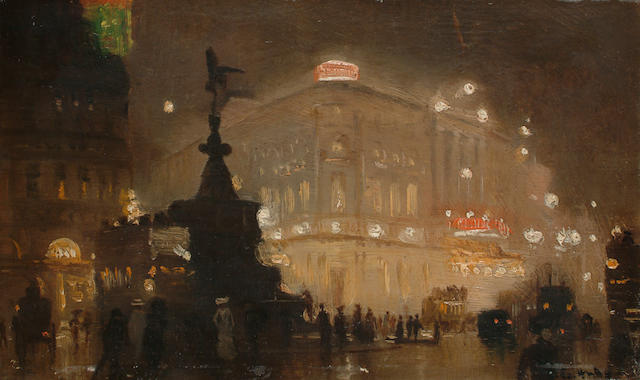 George Hyde Pownall (British/Australian 1876-1932) 'The Circus, Piccadilly', 15 x 23.5cm (6 x 9 1/4 in)