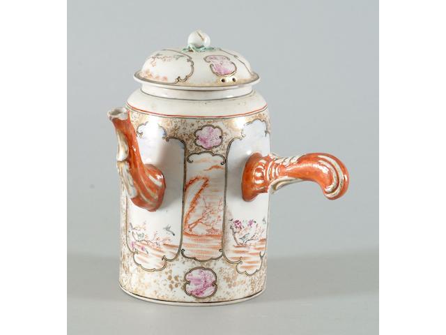 A Chinese Export famille rose coffee pot and cover