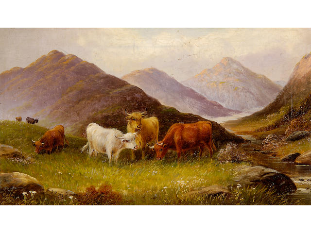 J. Morris (19th Century) Sheep in a mountainous landscape 30.5 x 51cm (12 x 20in), and a companion, a pair. (2)