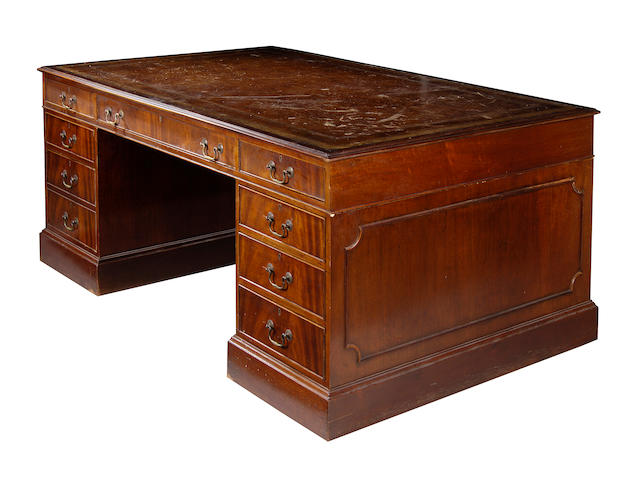 A George III style mahogany partners desk,