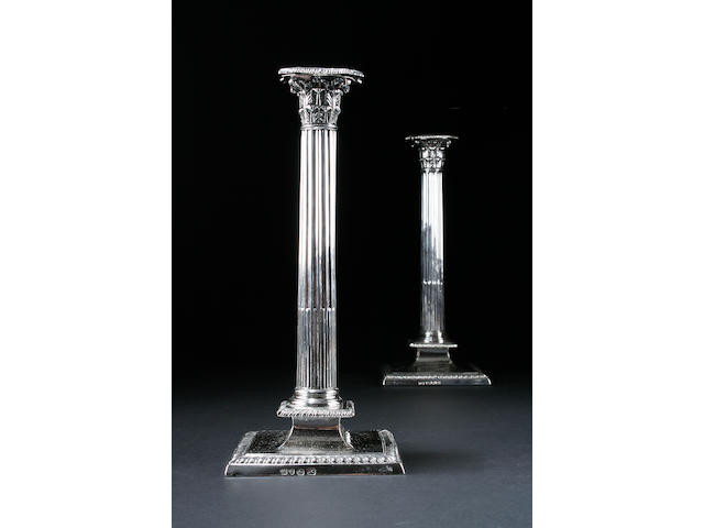 A pair of George III candlesticks, by John Cafe, London 1767,