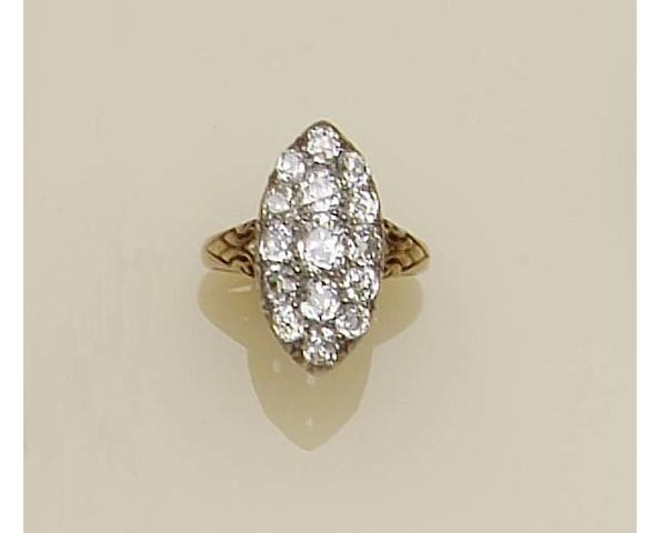 A Victorian diamond marquise cluster ring