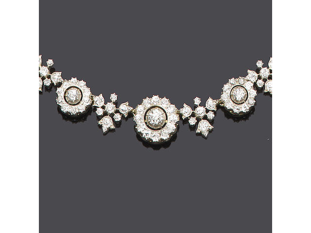 A late 19th century diamond necklace, circa 1880