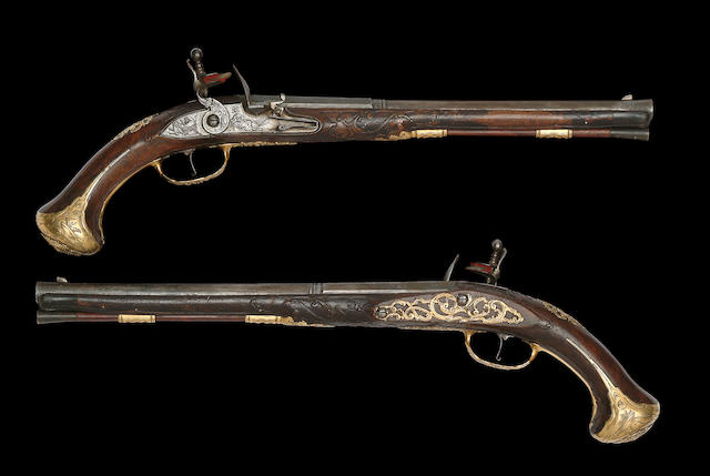 A Fine Pair Of Viennese 22-Bore Flintlock Holster Pistols