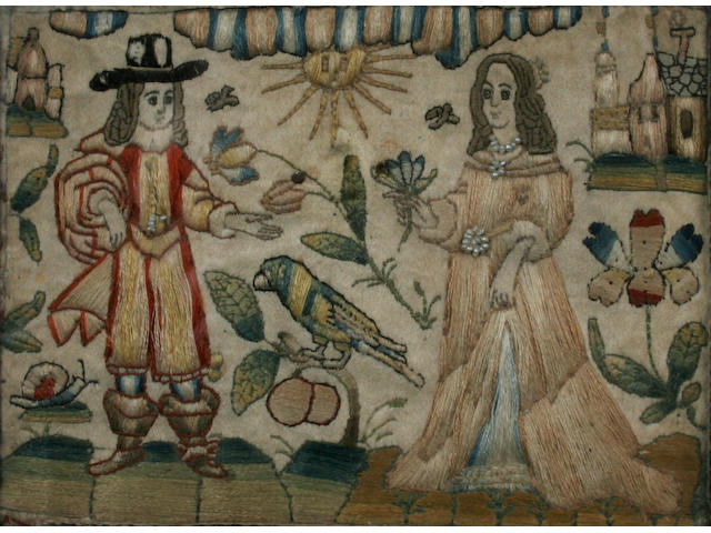 A small 17th century embroidered panel