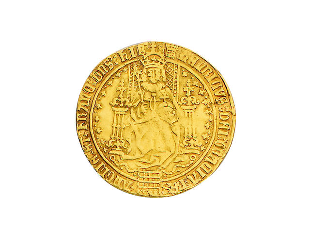 Henry VIII, 1509-1547, Henry VIII, first coinage (1509-26), Sovereign, 15.3g, king enthroned holding orb and sceptre, portcullis at feet, HENRICUS DEI GRACIA REX ANGLIE ET FRANC DNS HIB,