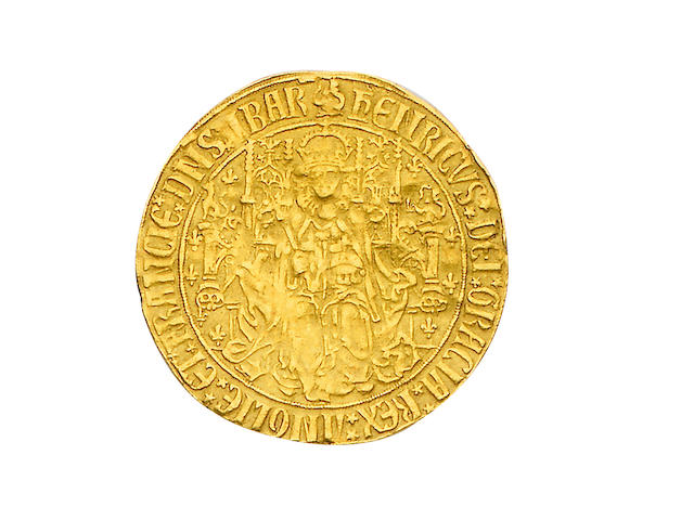 Henry VII, 1485-1509, Henry VII, Sovereign, 15.5g, class III, king holding orb and sceptre, enthroned on throne with broad seat, elaborate back and high gothic canopy, HENRICUS DEI GRATIA REX ANGLIE ET FRANCIE DNS IBAR),