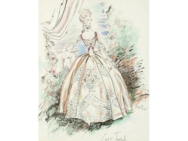 Cecil Beaton (British, 1904-1980) Sketch for Vivien Leigh's Costume in 'School for Scandal' 38 x 30cm (15 x 11 3/4in)