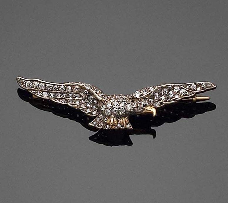 A diamond-set eagle brooch