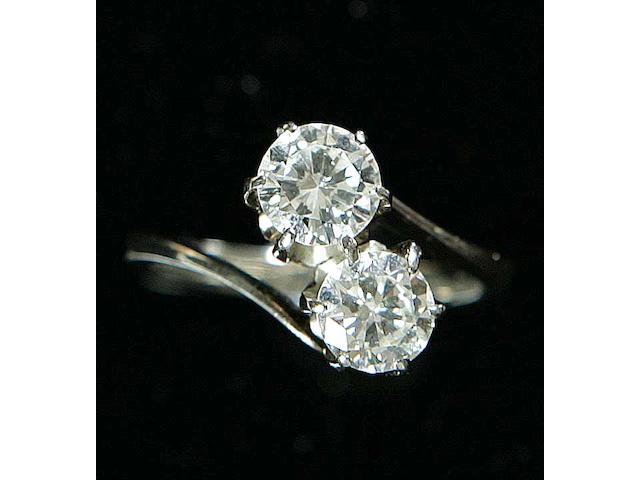 A diamond two-stone ring