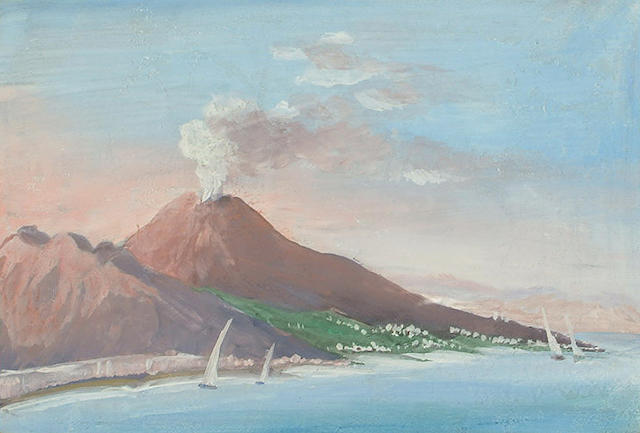 Italian School, circa 1900 Vesuvius, 13 x 18.7cm (5 1/8 x 7 3/8in)