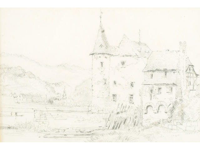 Attributed to John Ruskin 'Study of a chateau' 18 x 26cm.