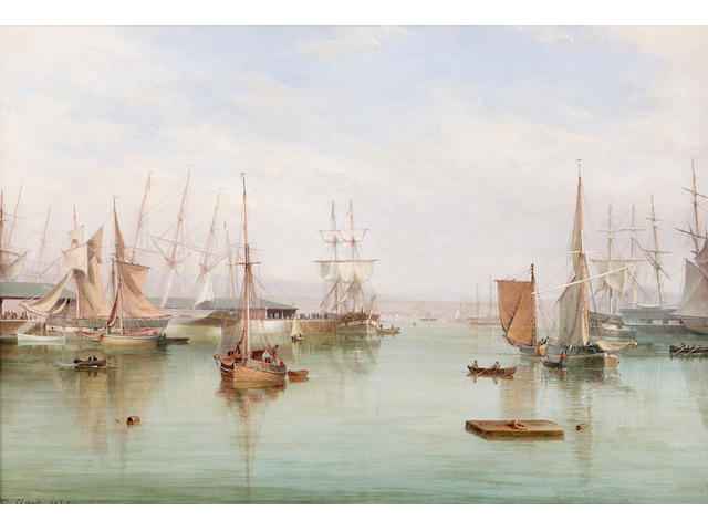 William Clark of Greenock (1803-1883) West harbour, Greenock 50.8 x 76.2cm (20 x 30ins)