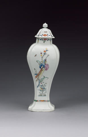 An exceptional early Worcester vase and cover circa 1752-3
