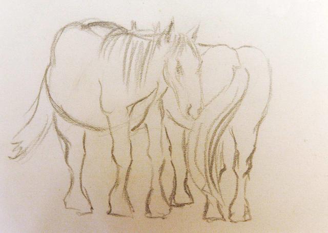 Horses 14 x 11cm (5 1/2 x 4 1/4ins)