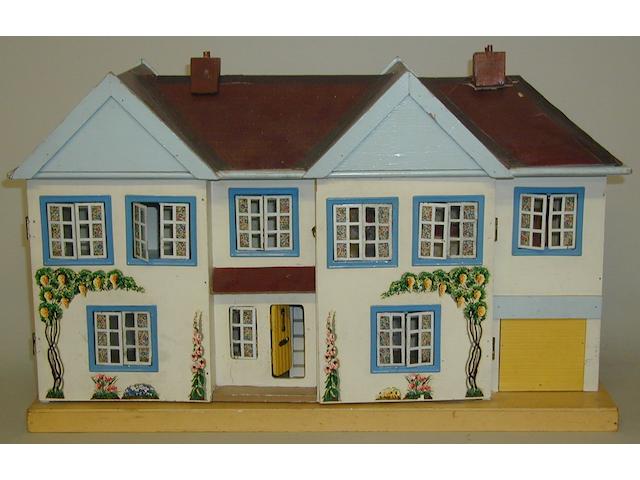 Triang (post-war) wooden double fronted dolls house,