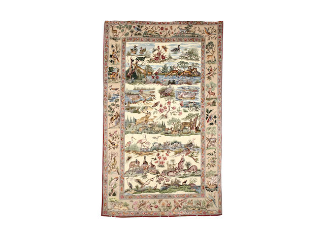 A part silk Tabriz rug North West Persia, 251cm x 153cm signed