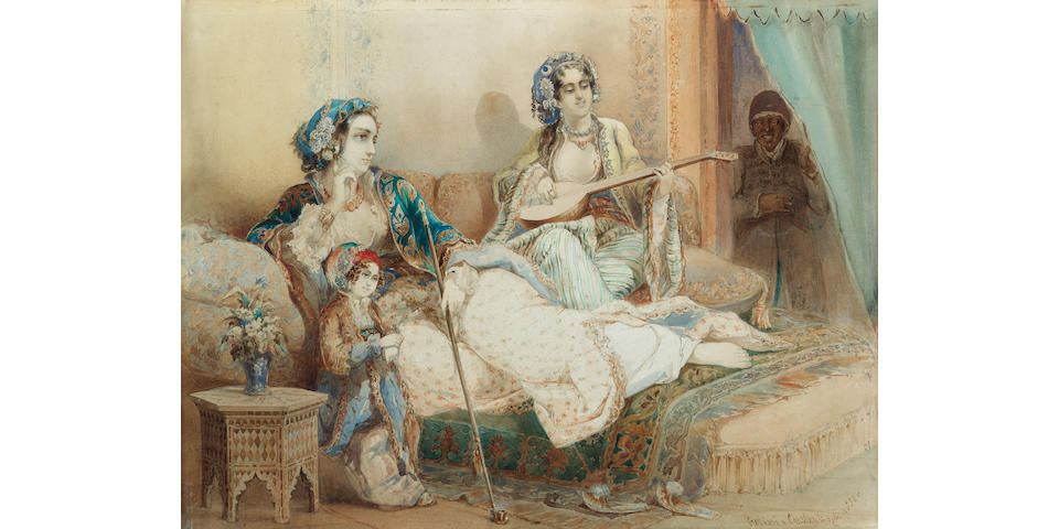 Vittorio Amadeo, 5th Count Preziosi (Maltese, 1816-1882) Ladies in a harem 35.5 x 47 cm. (14 x 18 1/2 in.)