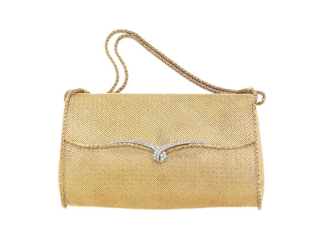 A gold and diamond handbag, by Van Cleef & Arpels