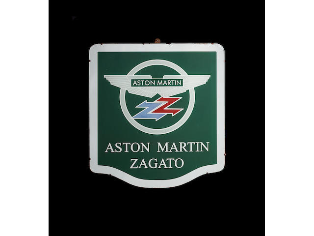 An Aston Martin Zagato showroom sign,