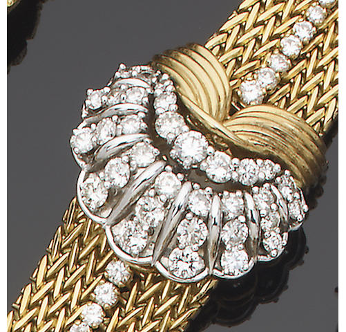 A gold and diamond cocktail watch, by Jaeger Le Coultre for Kutchinsky,