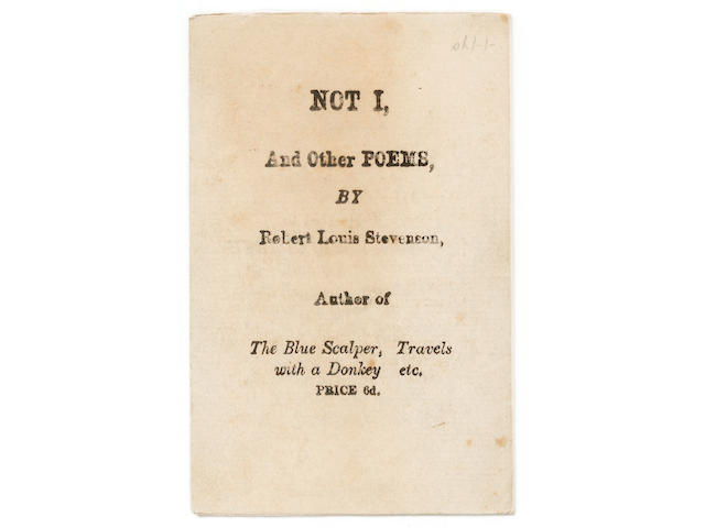 STEVENSON (ROBERT LOUIS) Not I, And Other Poems