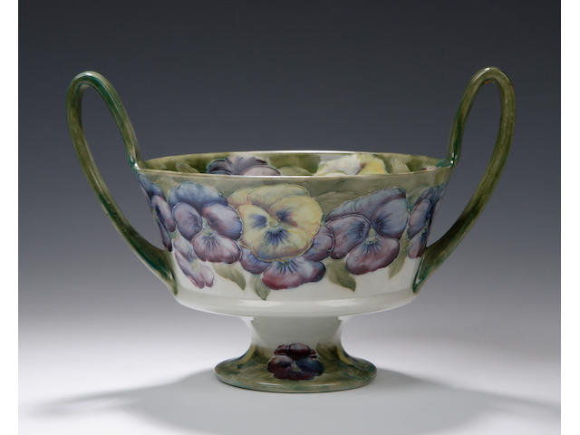 'Pansy' pattern A Moorcroft two handled footed bowl