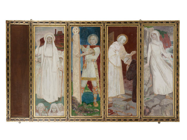 John Duncan RSA RSW (1866-1945) The Sneaton Castle Altarpiece : Left Wing overall size,