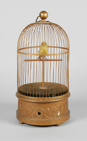 A singing bird-in-a-cage