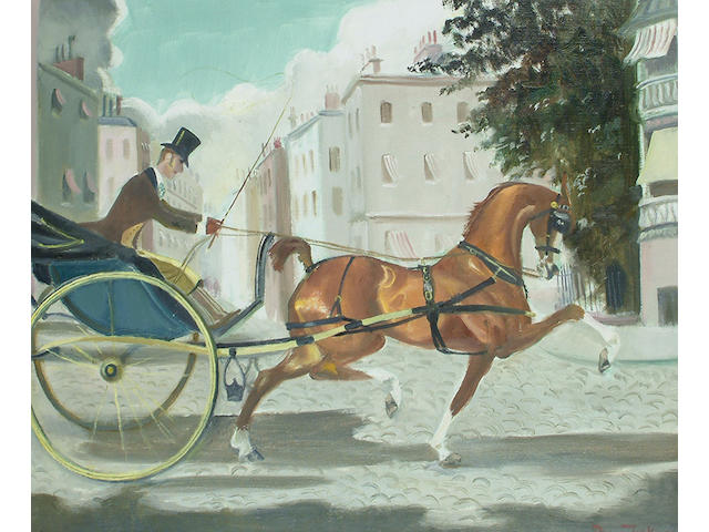 Doris Zinkeisen (British, 1898-1991) Ride in Berkeley Square. 50 x 60cm (19 3/4 x 23 1/2in)